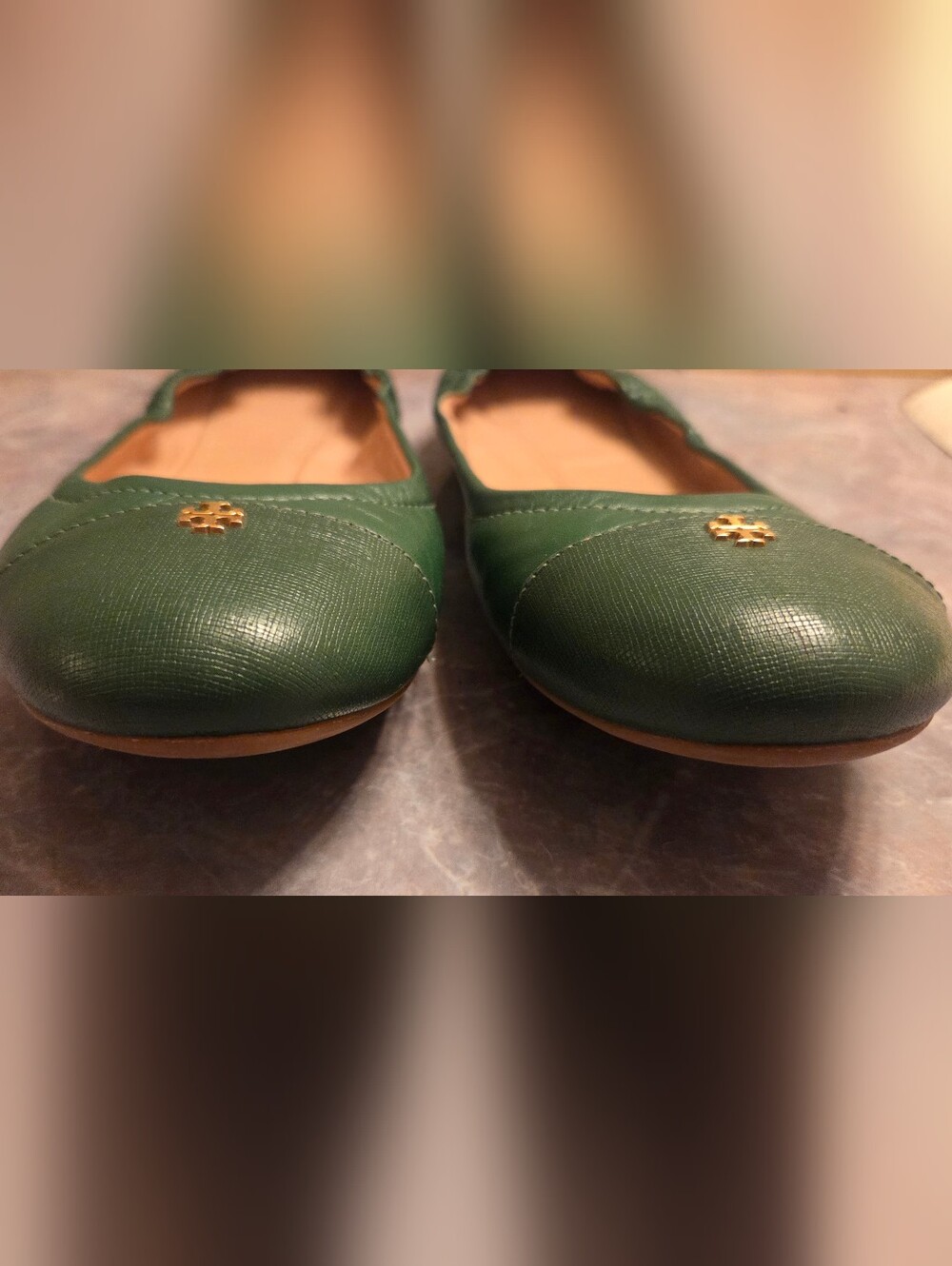 Tory Burch Green Leather Ballet Flats - Picture 2 of 6